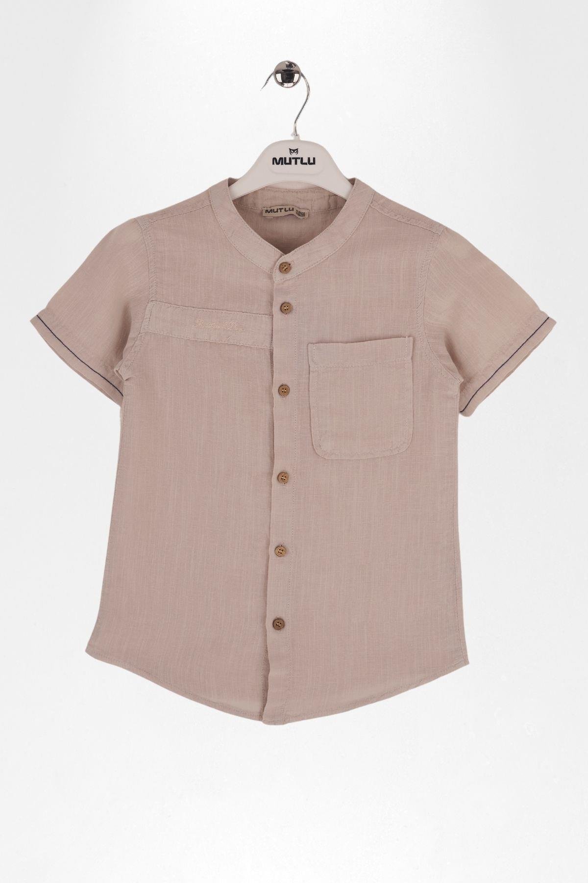 NAKIŞLI KOL ZİNCİR DİKİŞLİ ERKEK KETEN GÖMLEK