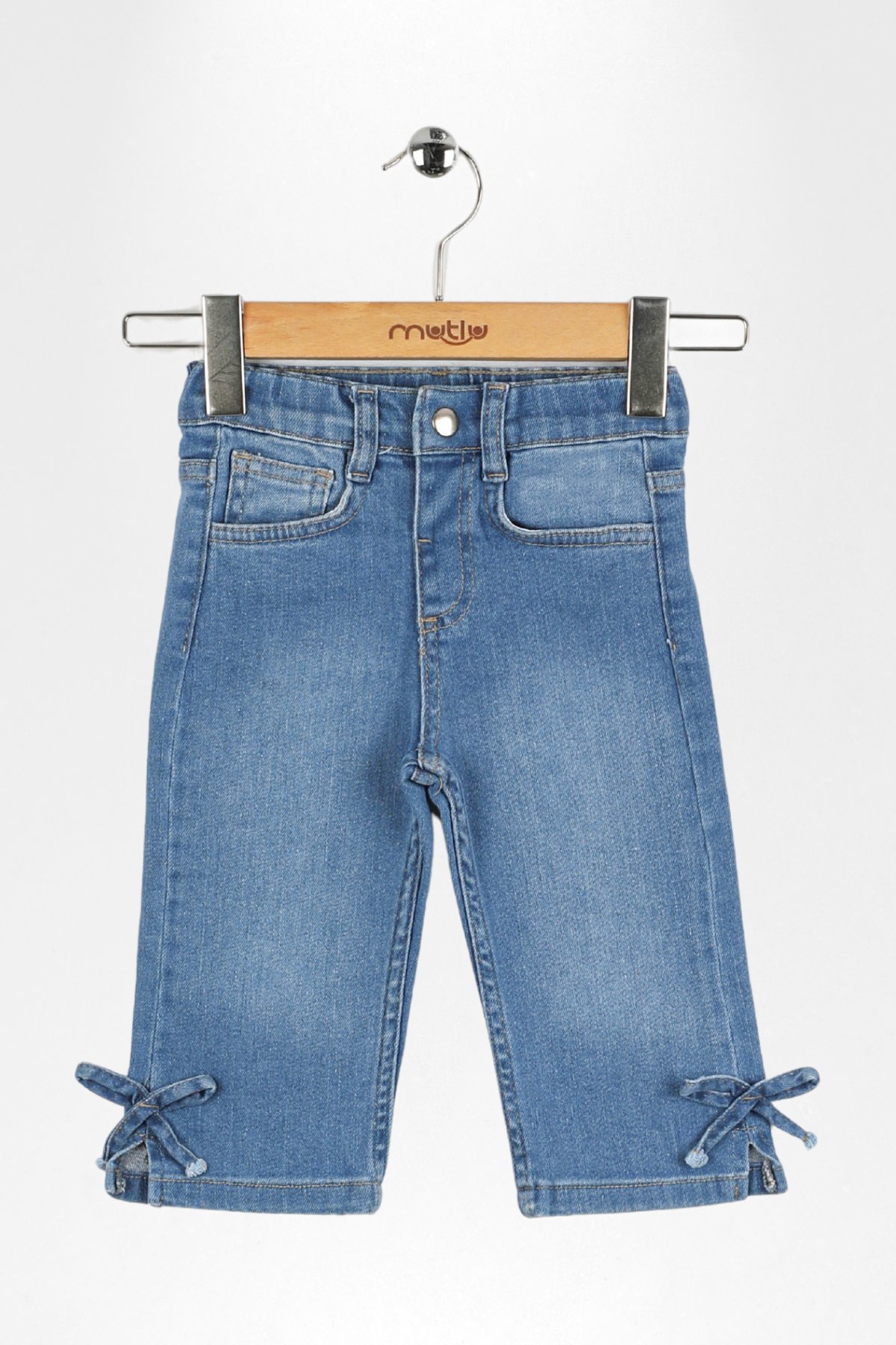 PAÇA FİYONKLU KIZ DENİM PANTOLON