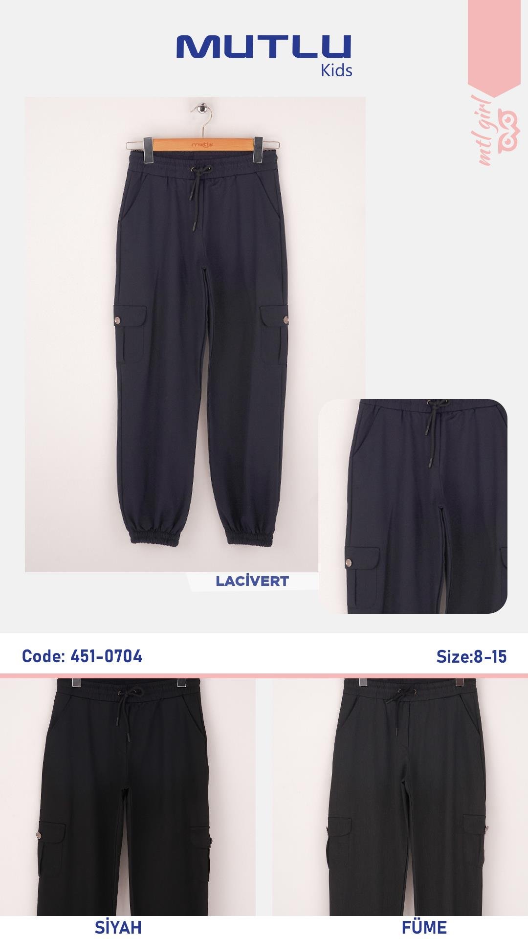 PAÇA VE BEL LASTİKLİ KIZ OKUL PANTOLON