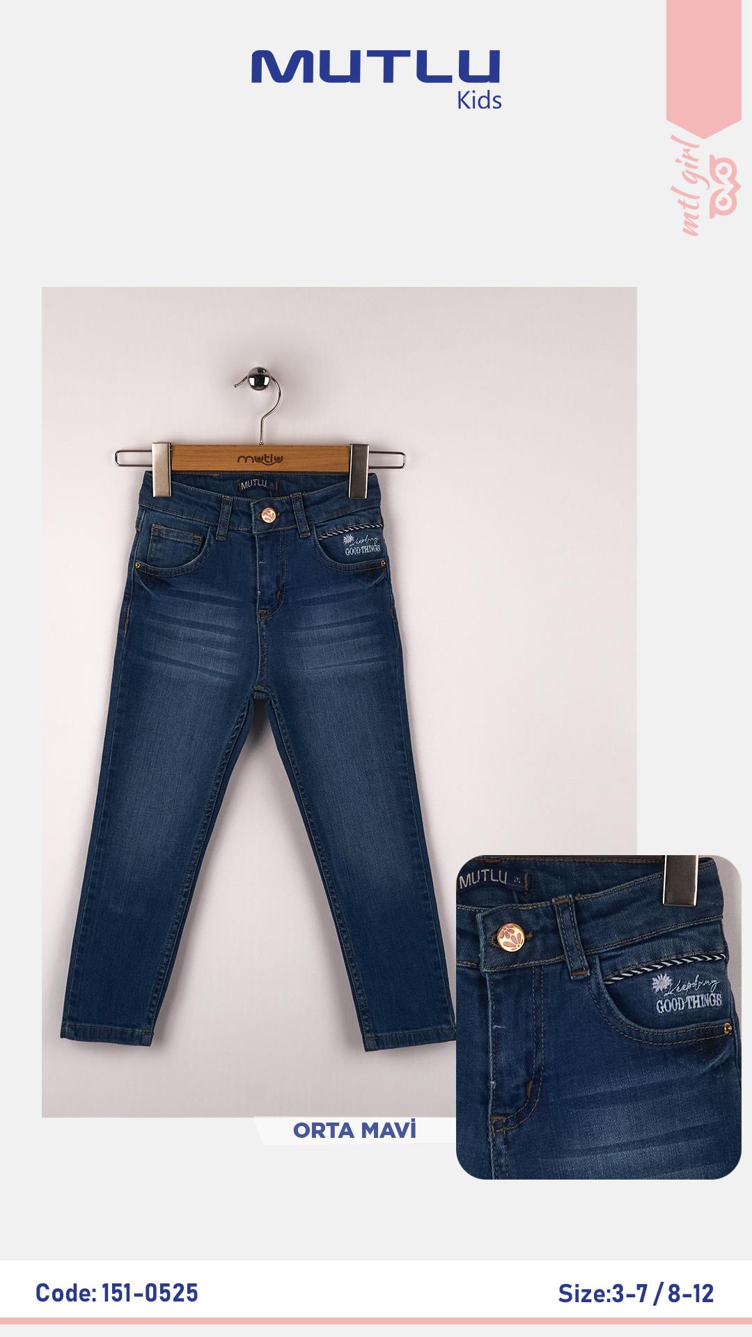 PAPATYA NAKIŞLI JEAN PANTOLON