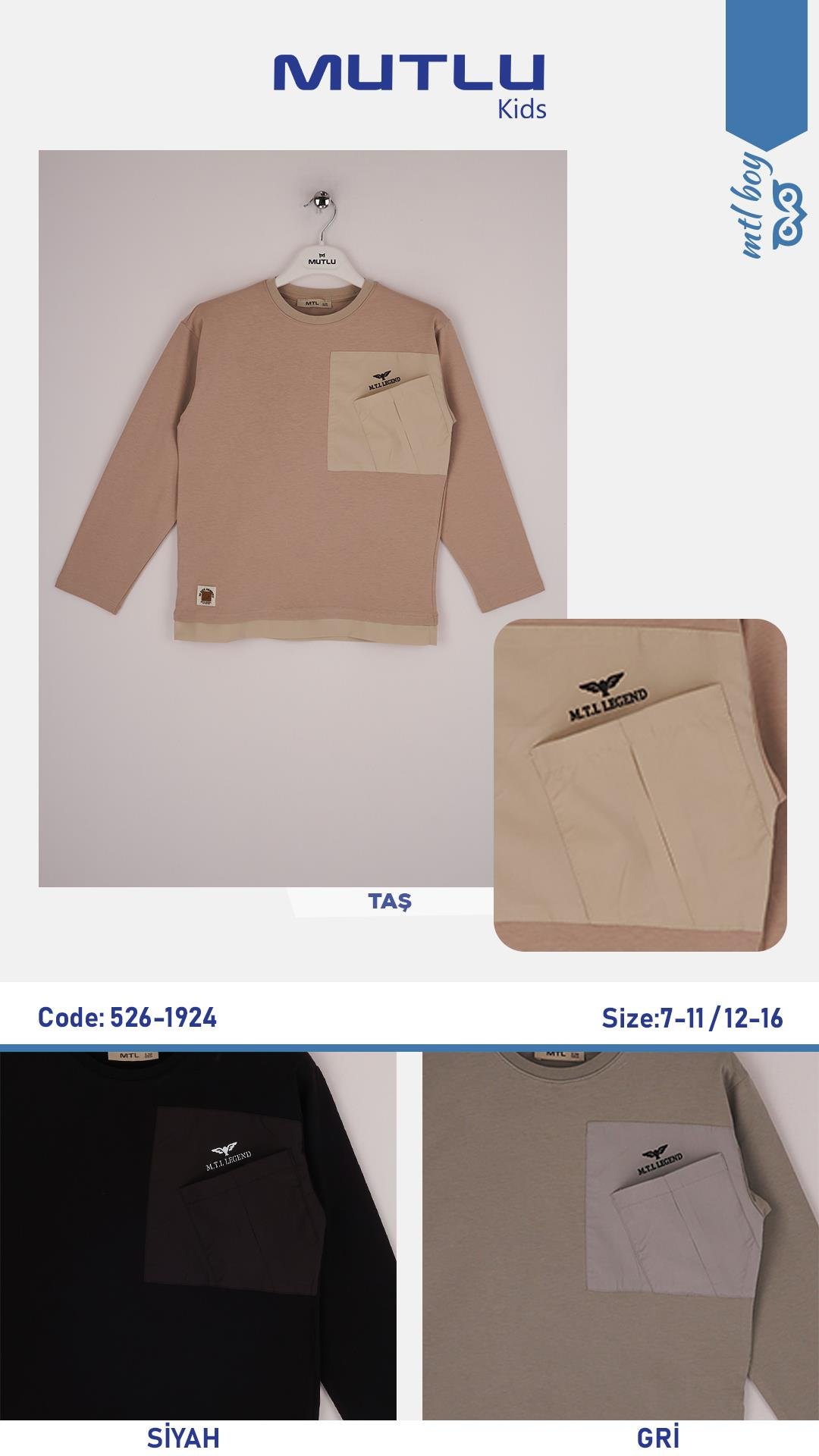 PARAŞÜT GARNİLİ ERKEK UZUN KOL TSHIRT