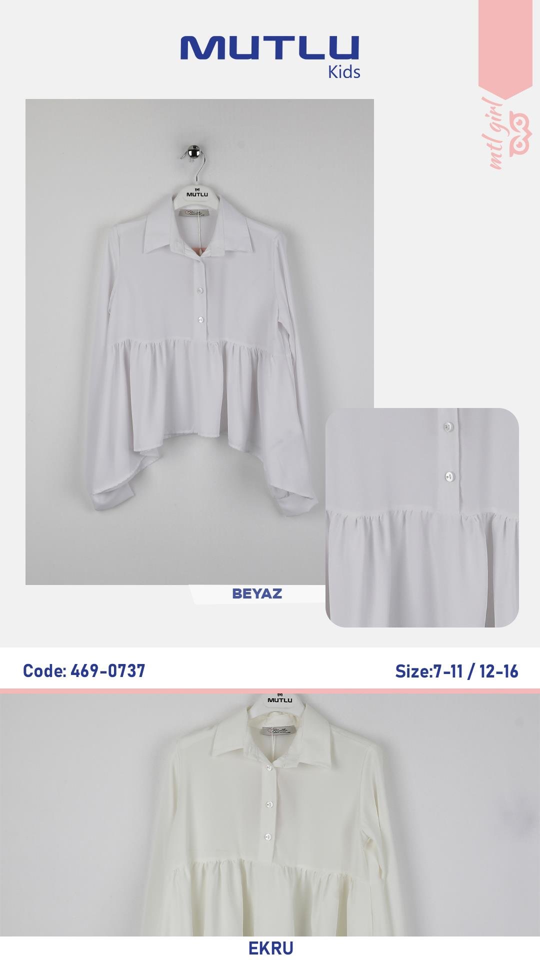 PARÇASI BÜZGÜLÜ KIZ OKUL GÖMLEK