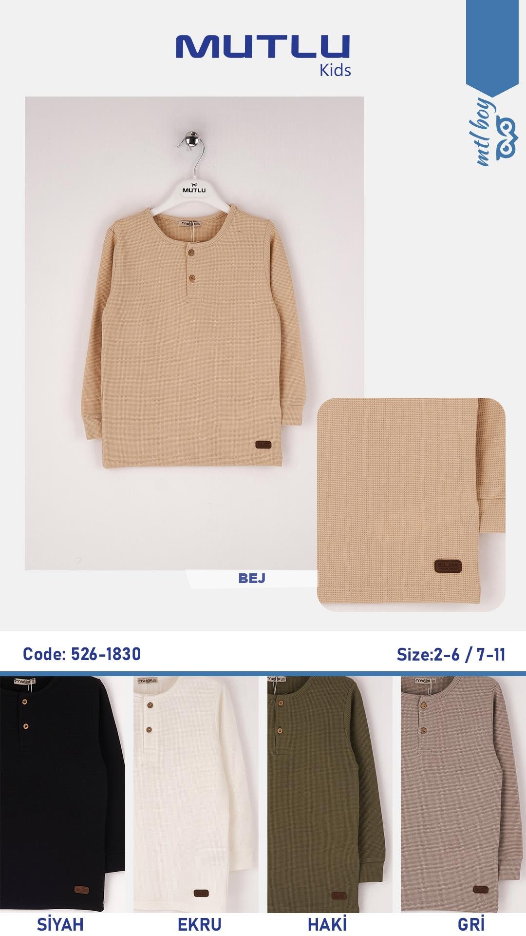 PAT DÜĞMELİ ERKEK UZUN KOL TSHIRT