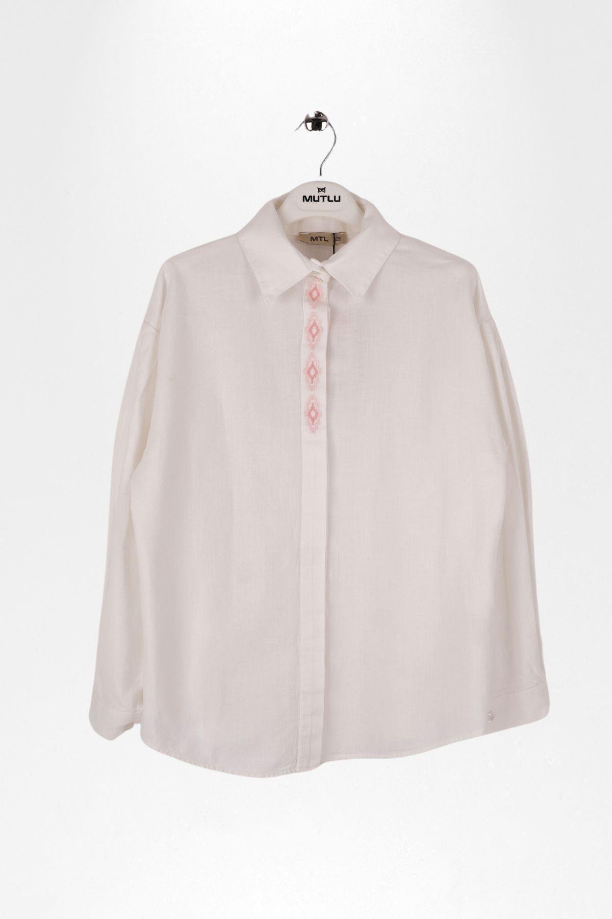 PAT NAKIŞLI KIZ KETEN GÖMLEK