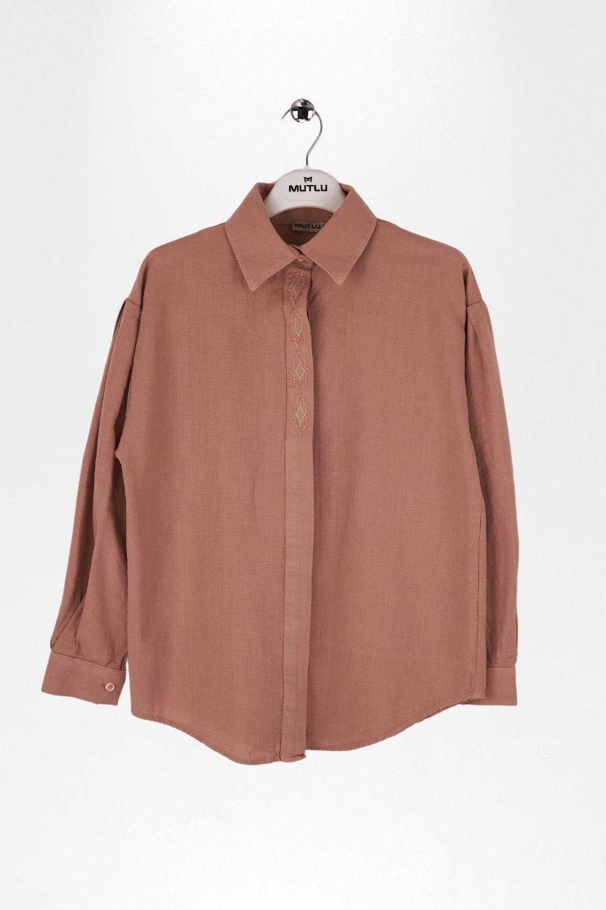 PAT NAKIŞLI KIZ KETEN GÖMLEK