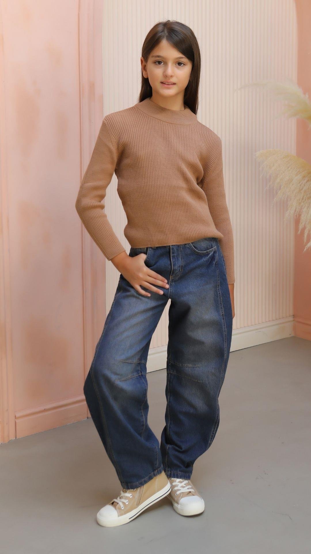 PENS DETAYLI KIZ BAGGY PANTOLON