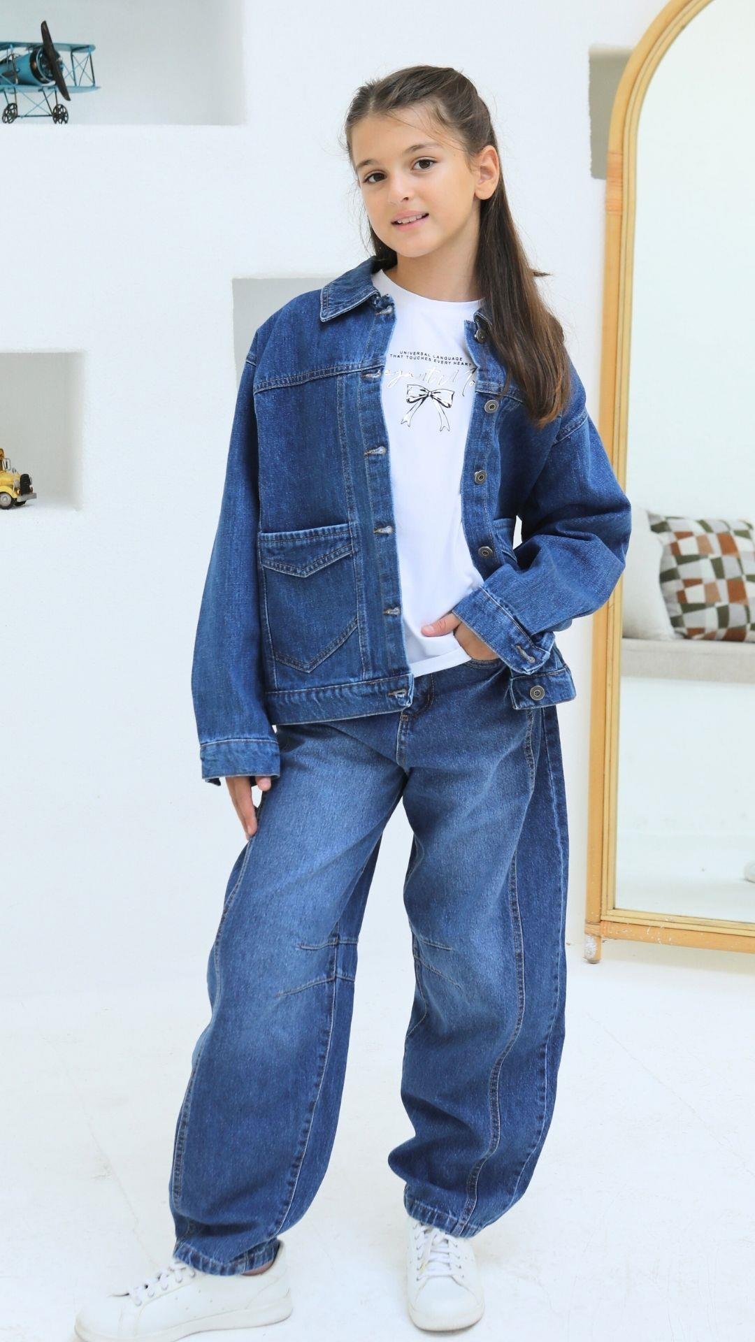 PENS DETAYLI KIZ BAGGY PANTOLON