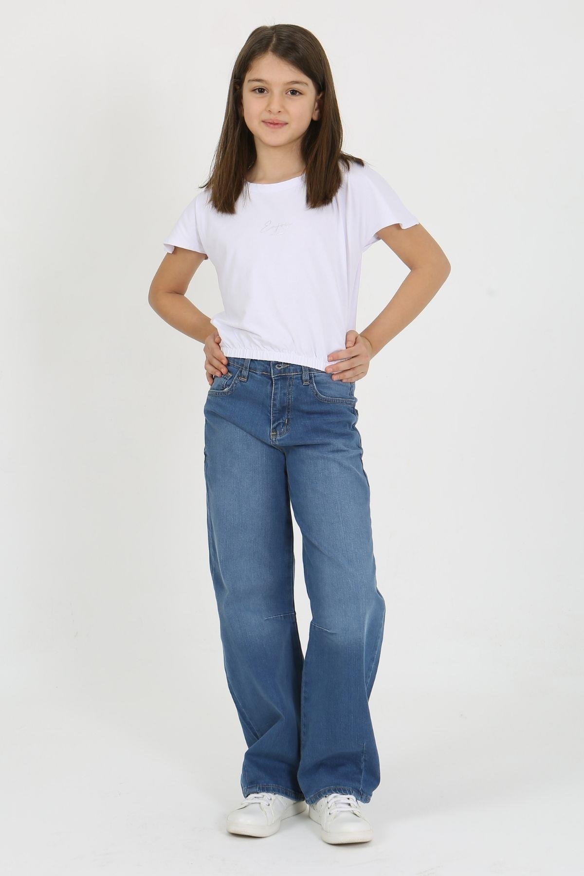 PENS DETAYLI KIZ KOT PANTOLON