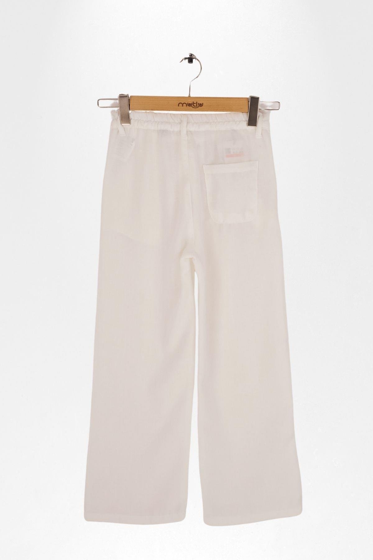 PİLELİ BOL PAÇA KIZ PANTOLON