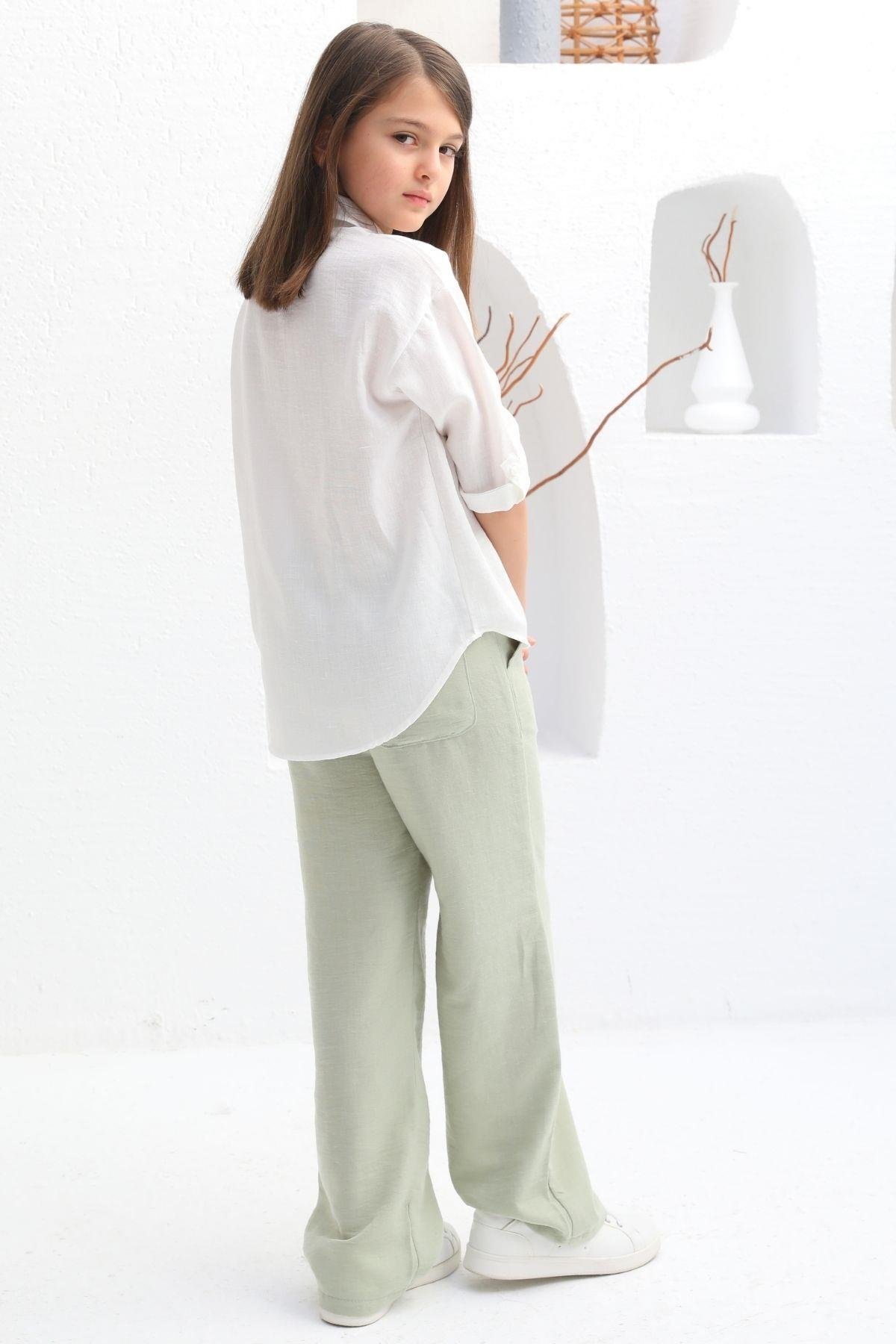 PİLELİ BOL PAÇA KIZ PANTOLON