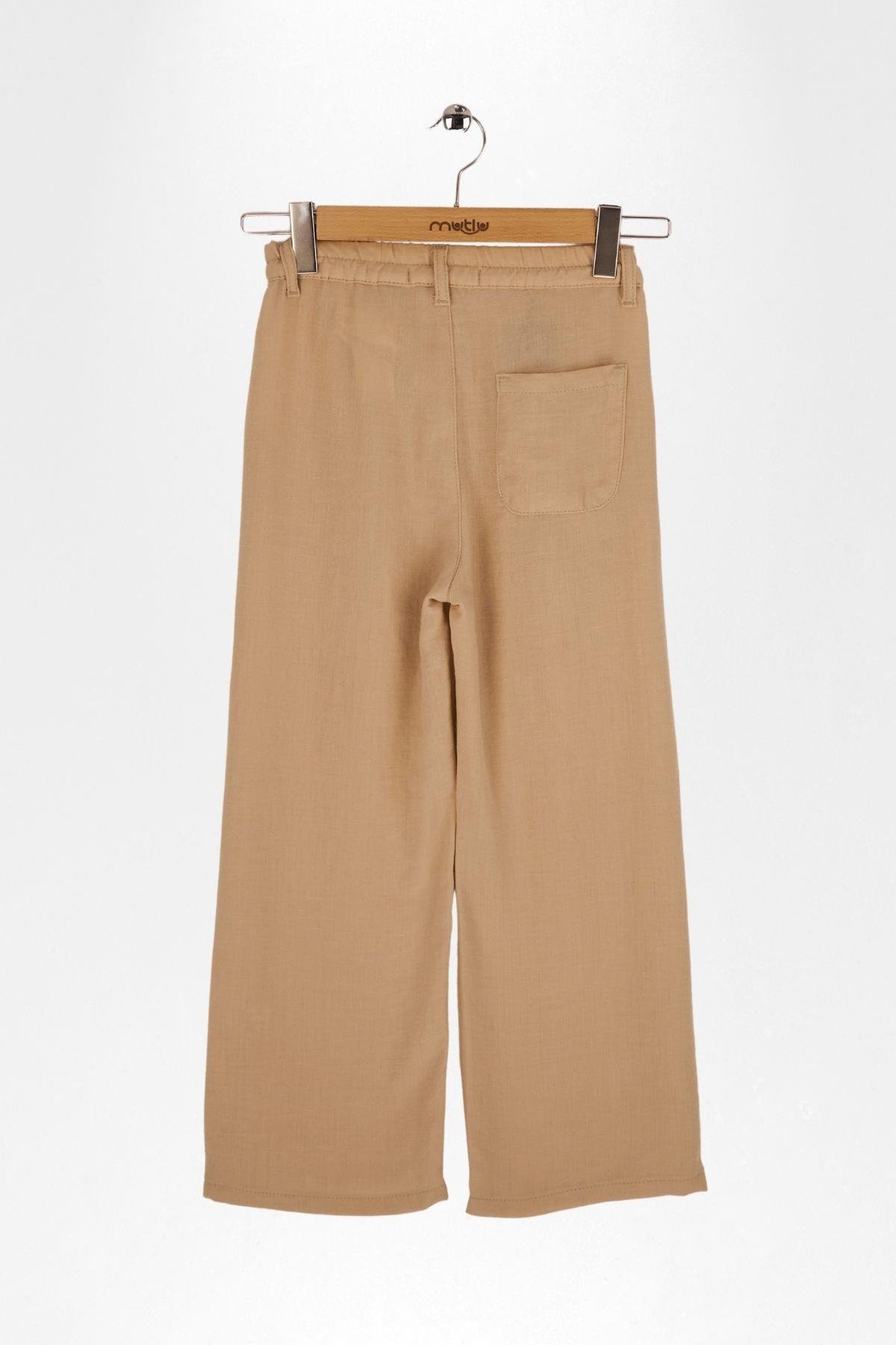 PİLELİ BOL PAÇA KIZ PANTOLON