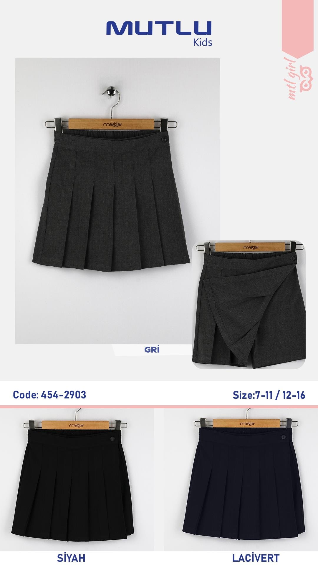 PİLELİ KIZ OKUL ŞORT ETEK