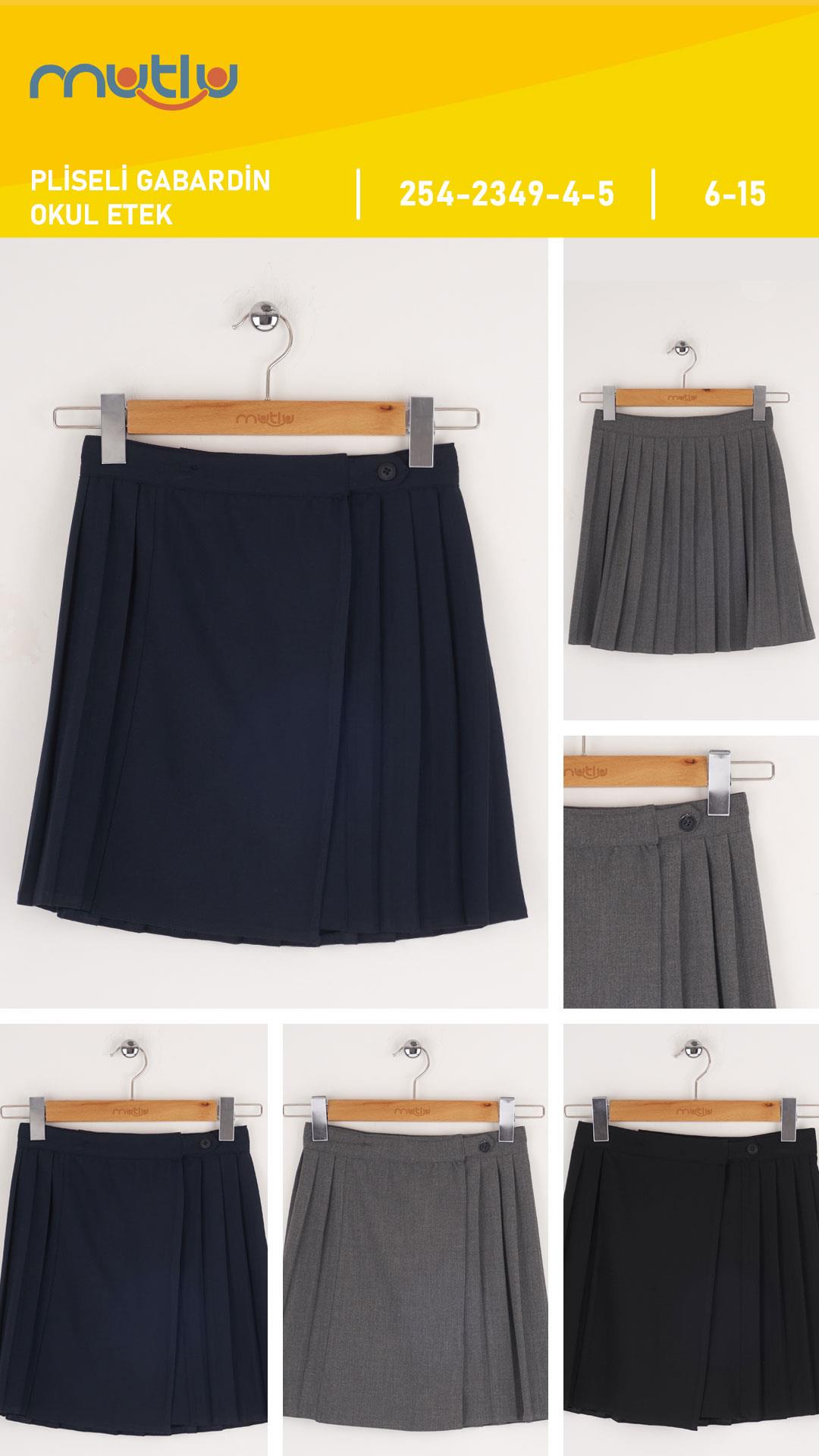 PLİSELİ GABARDİN OKUL ETEK