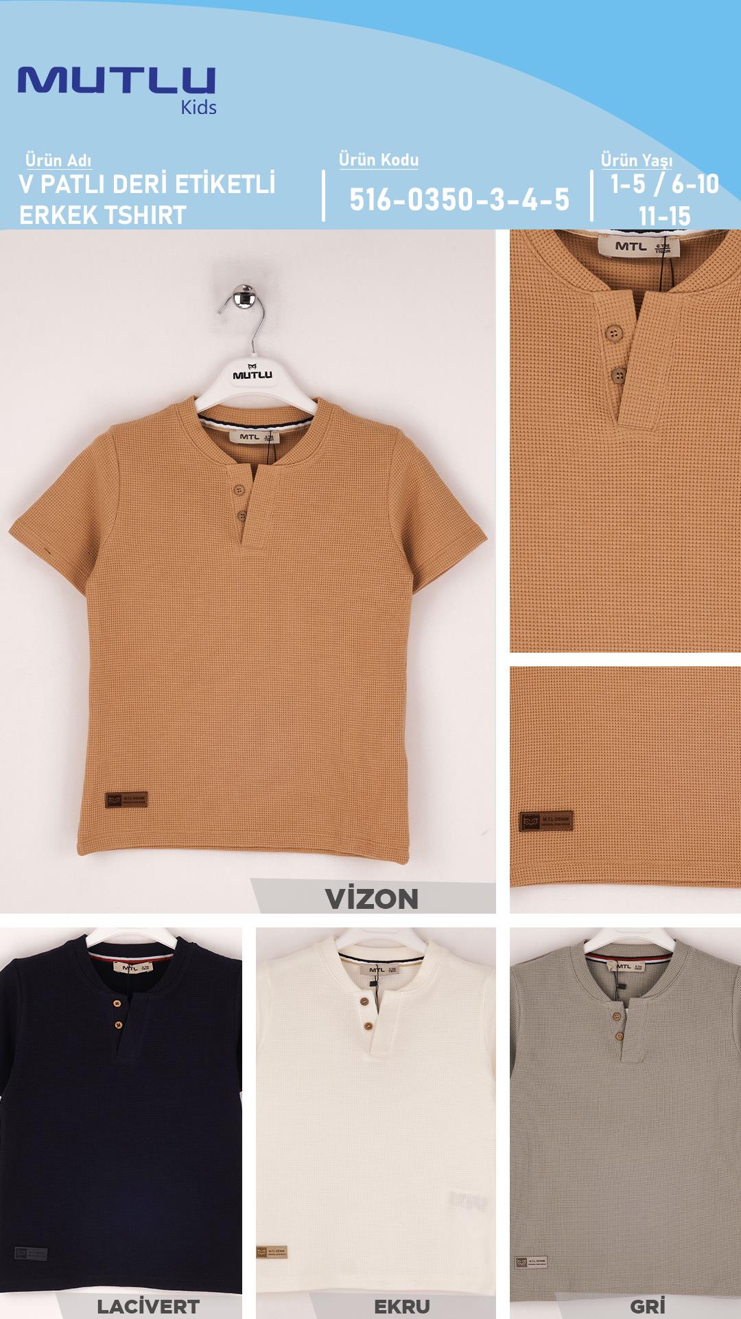 V PATLI DERİ ETİKETLİ ERKEK TSHIRT