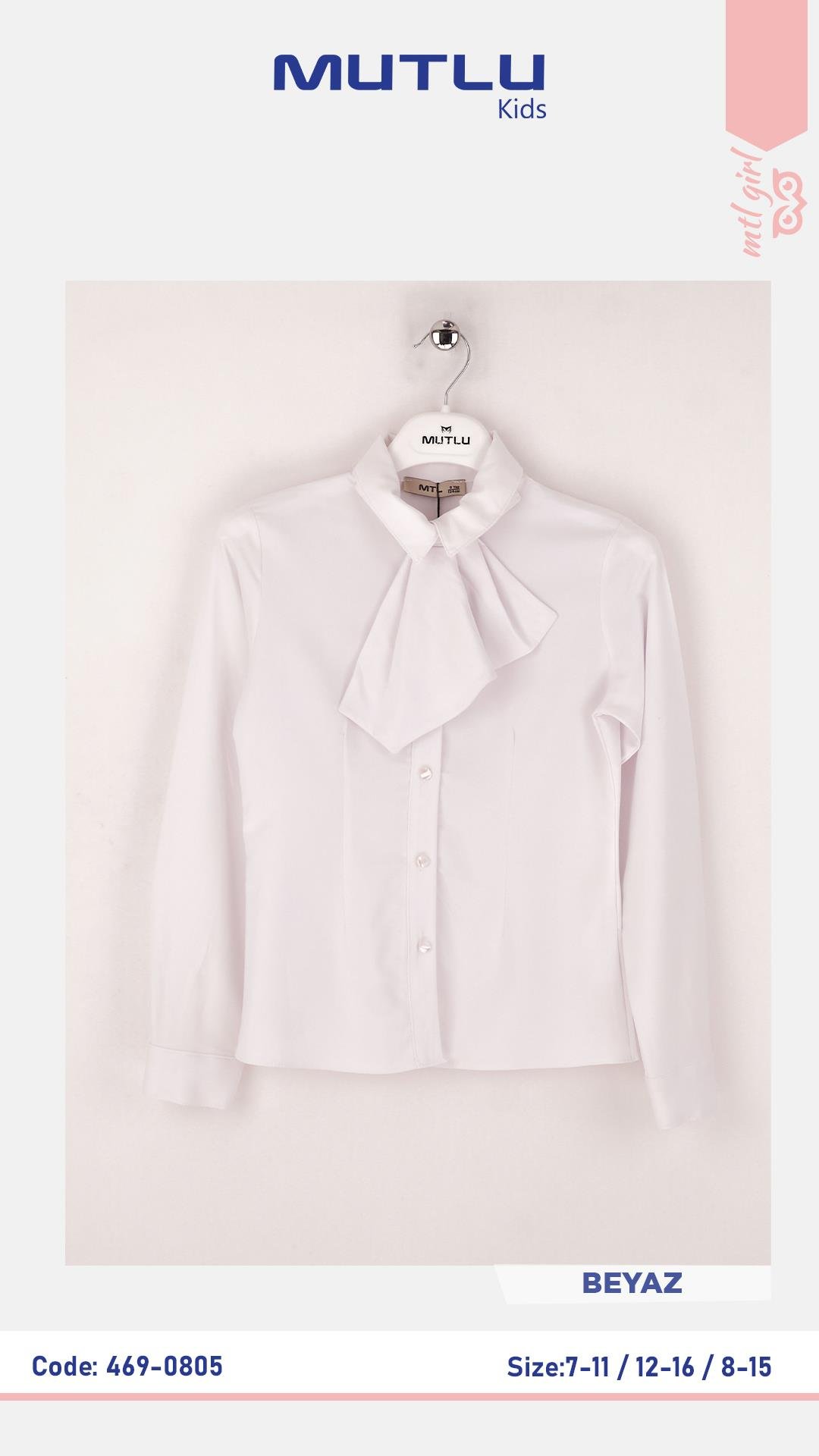 YAKA AKSESUARLI KIZ OKUL GÖMLEK