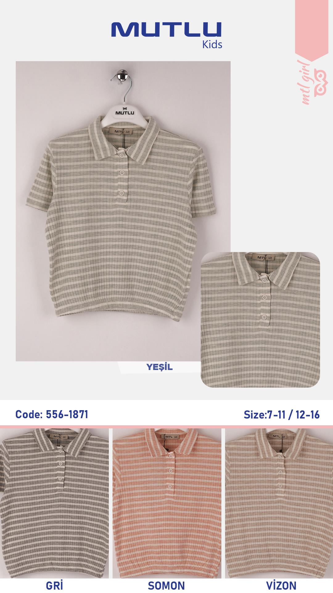 YAKALI ÇİZGİLİ KIZ TSHIRT