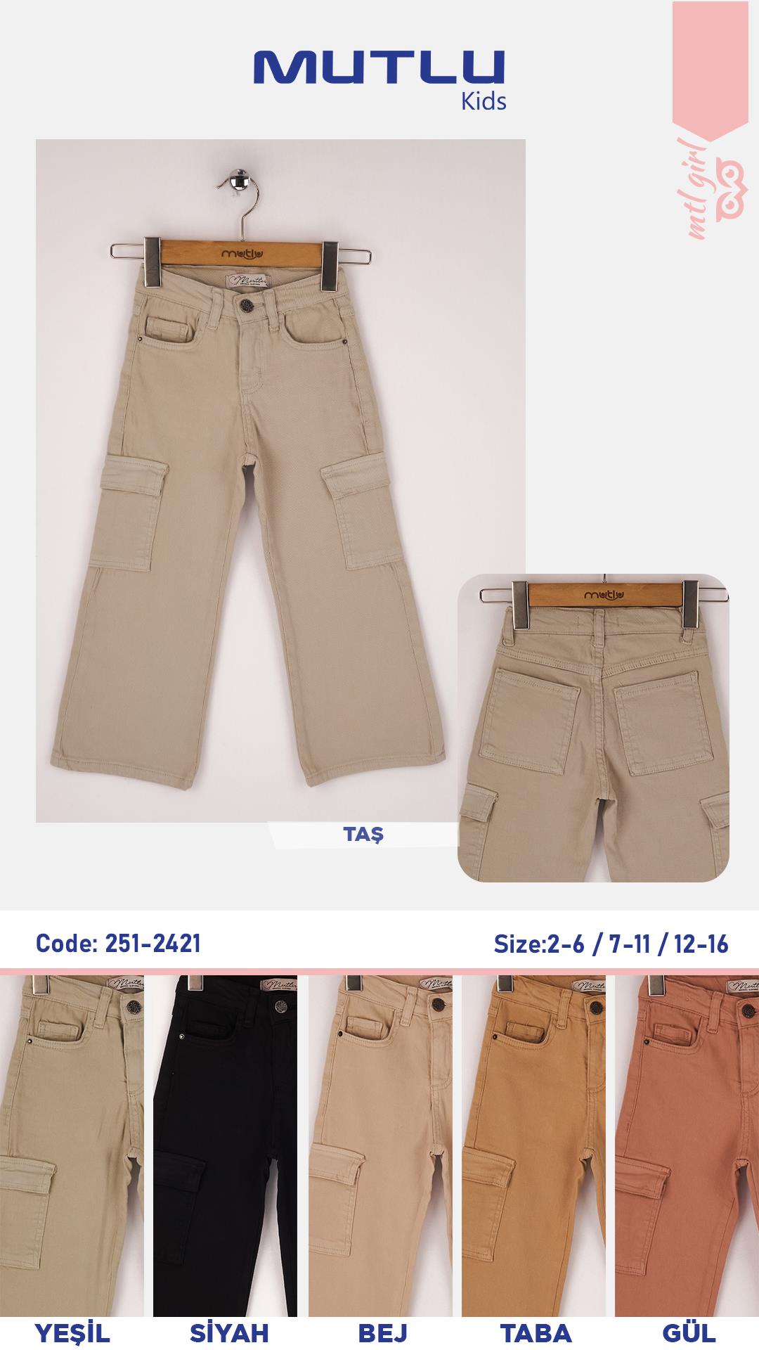 YAN CEPLİ GABARDİN KIZ PANTOLON