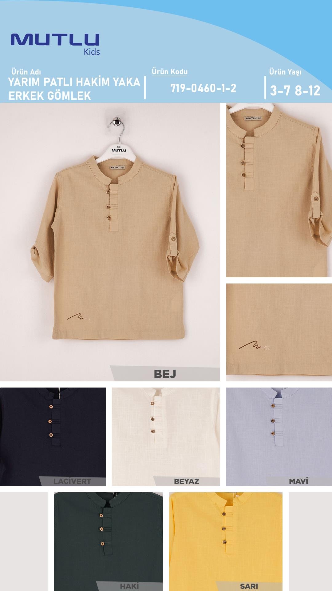 YARIM PATLI HAKİM YAKA ERKEK GÖMLEK