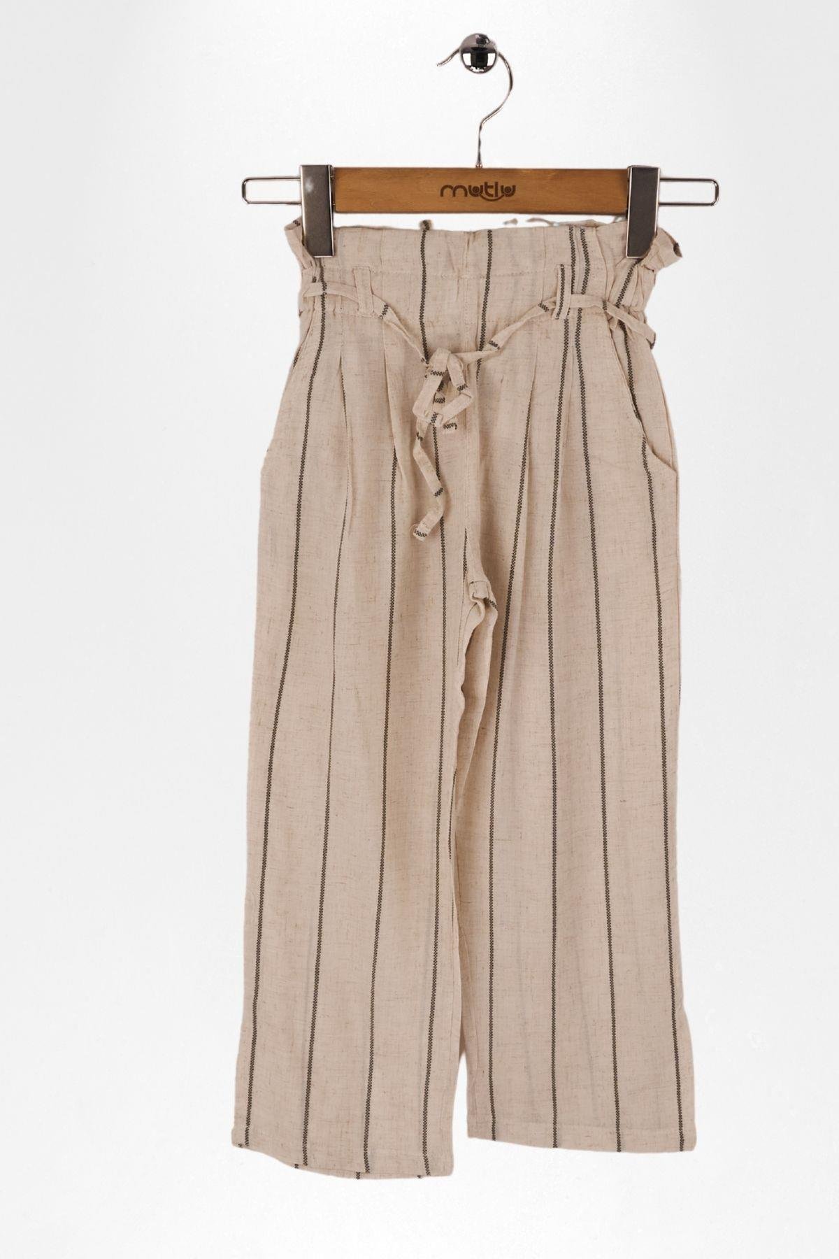 ZİNCİR ÇİZGİLİ KETEN KIZ PANTOLON
