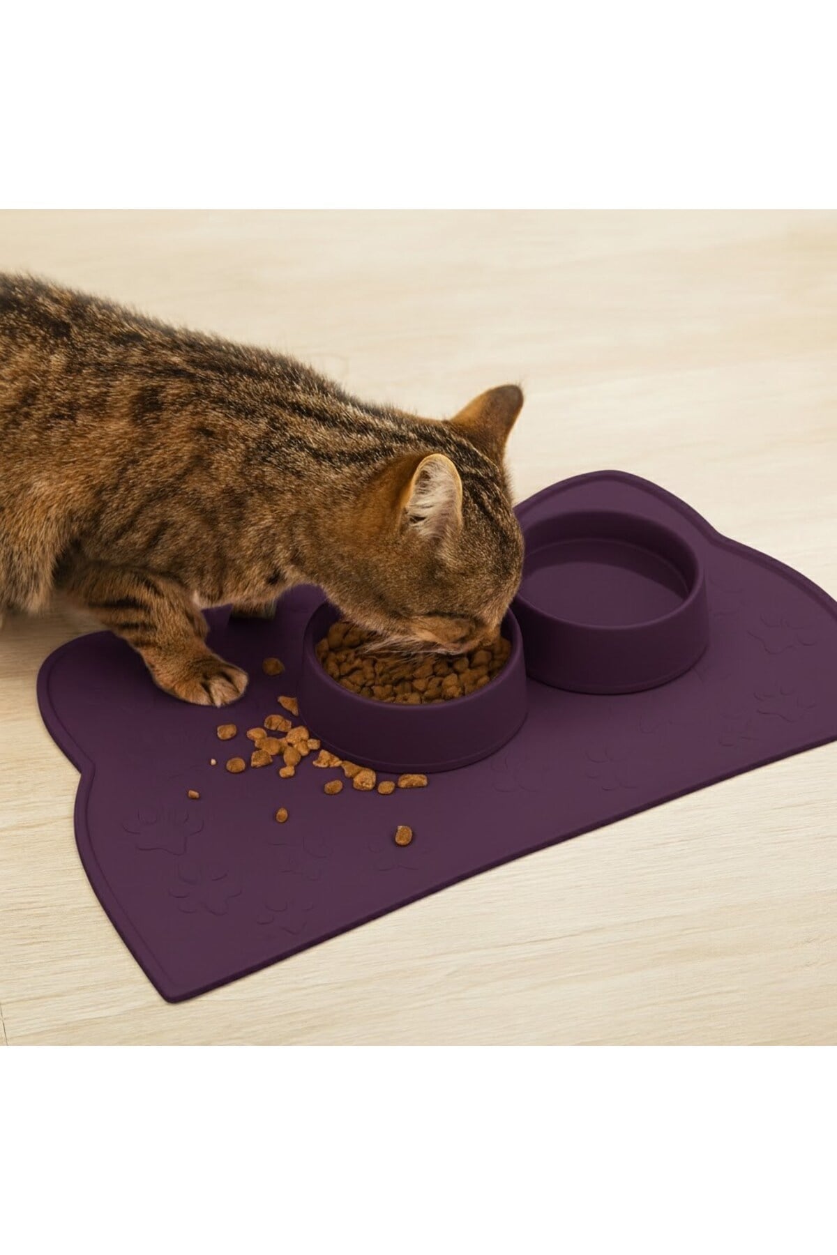 %100 Silikon Kaymaz Kedi Mama Matı (42x28 cm)