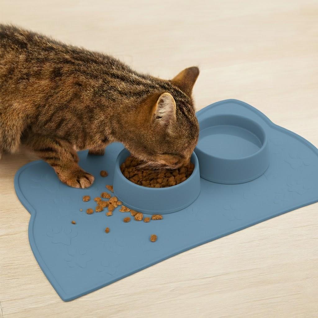 %100 Silikon Kaymaz Kedi Mama Matı (42x28 cm)