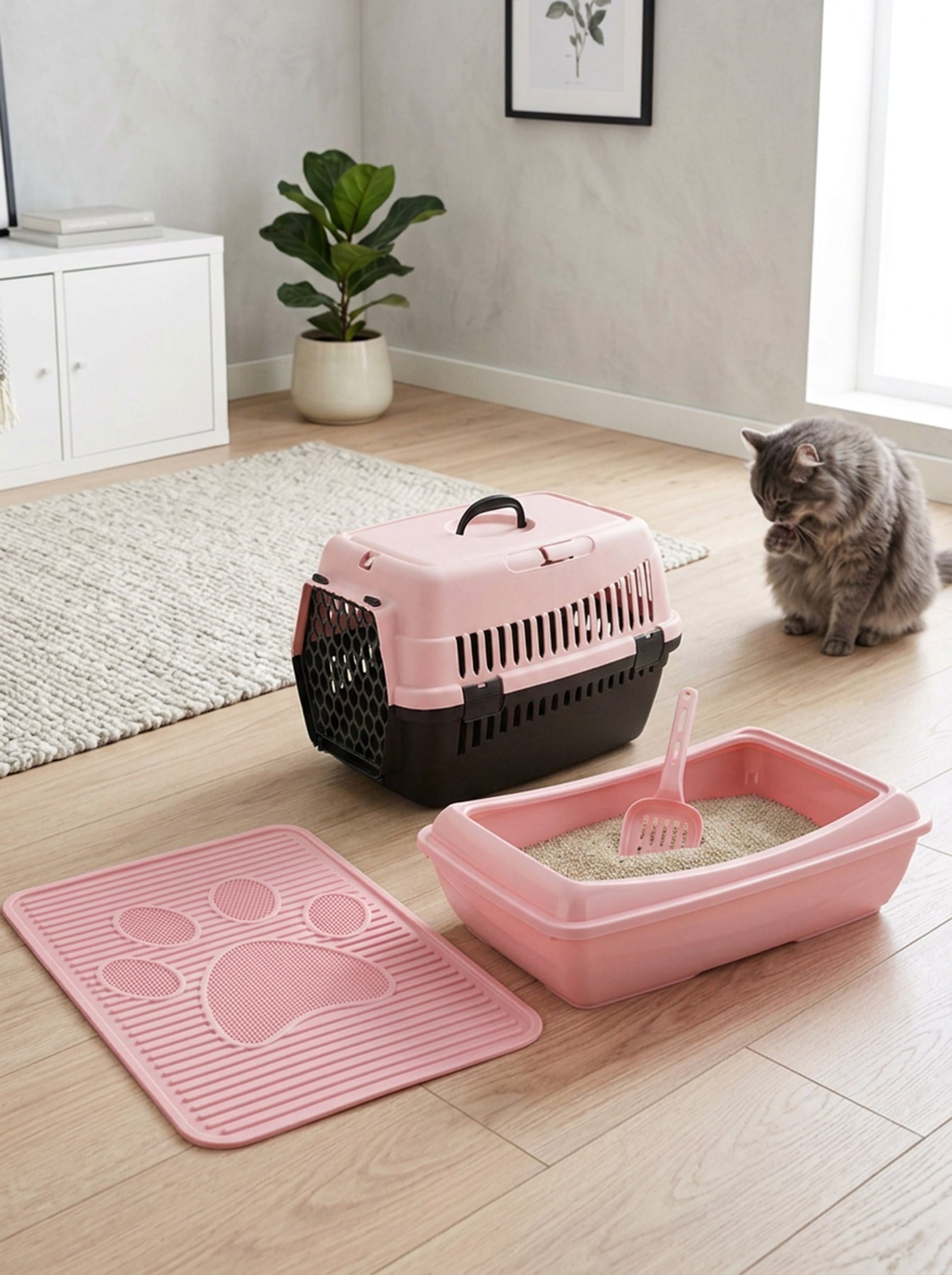 Açık Kedi Tuvaleti Başlangıç Seti (Paspas + Taşıma Çantası) Kürek Hediyeli