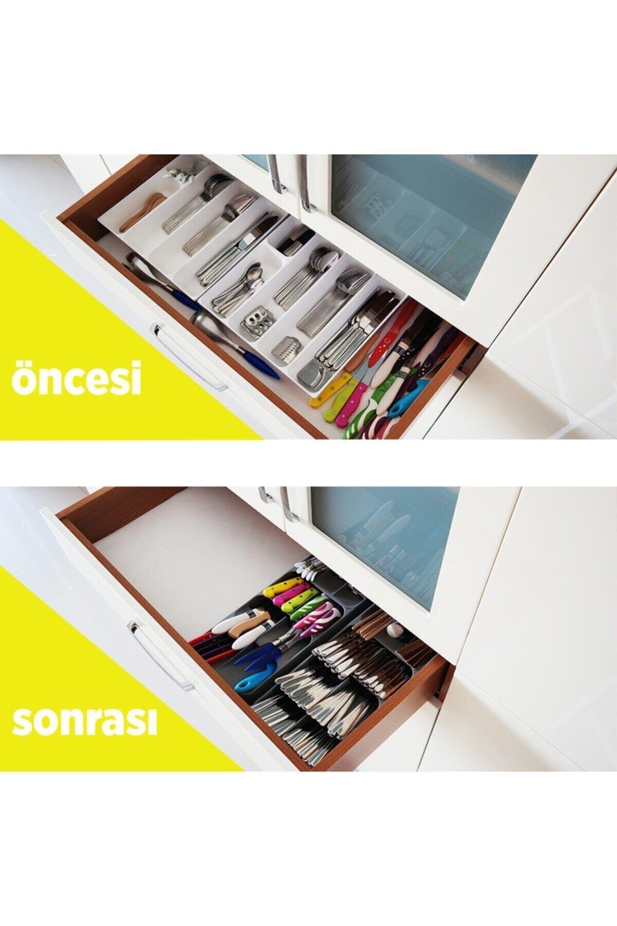 9 Bölmeli Çekmece Içi Kaşıklık Çekmece Düzenleyici Organizer - Siyah