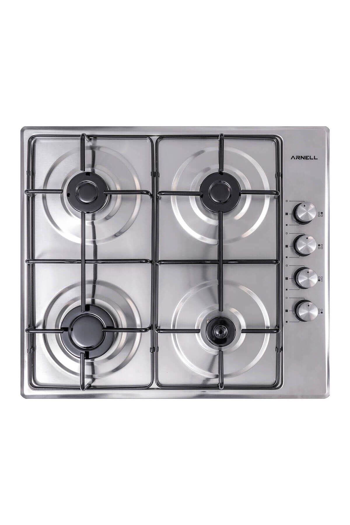 Arnell Lifos Set Üstü Otomatik Çakmaklı 4lü Inox Çakmaklı Ocak