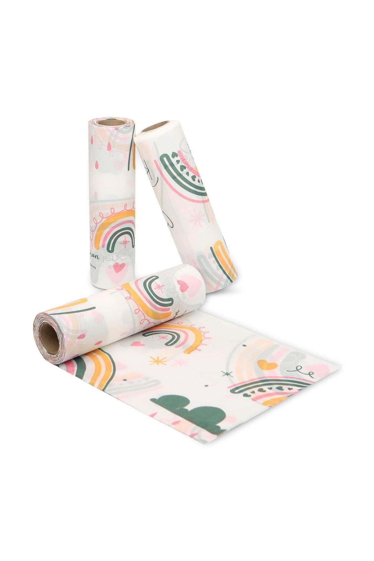 Mama Sandalye ve Aktivite Örtüsü Kullan At Sıvı Geçirmez 3Rulo(Rulo içi:10 adet) Gökkuşağı 100x120cm