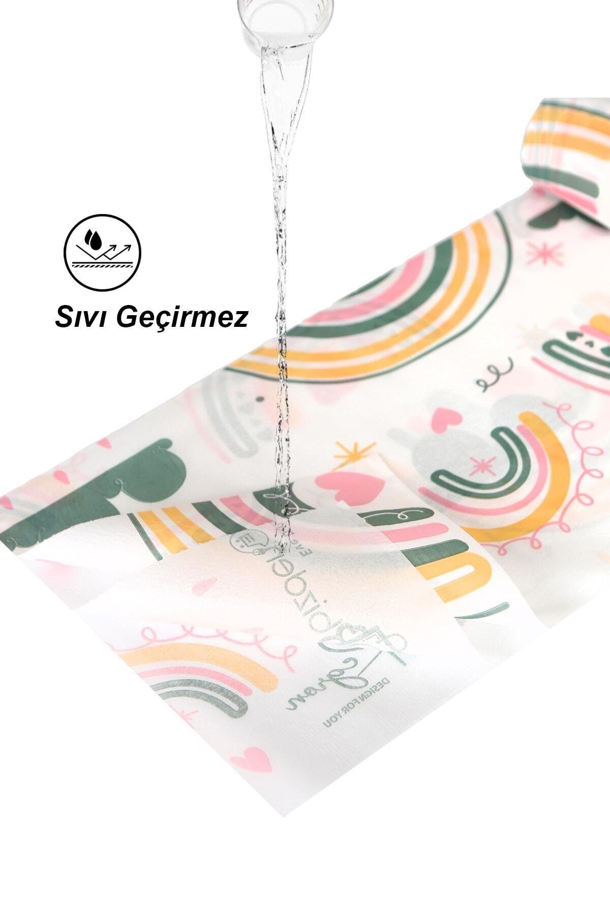 Mama Sandalye ve Aktivite Örtüsü Kullan At Sıvı Geçirmez 3Rulo(Rulo içi:10 adet) Gökkuşağı 100x120cm