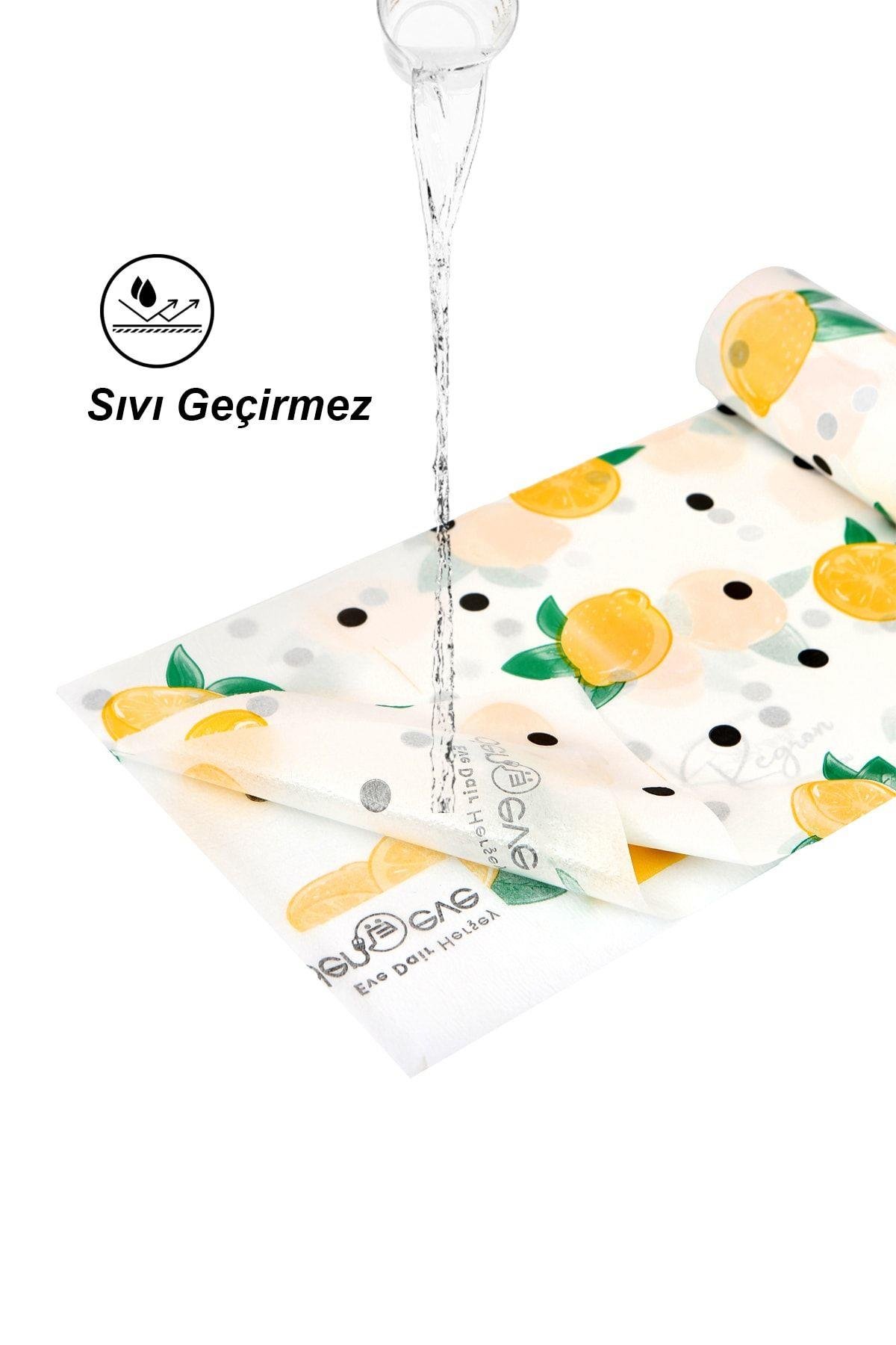 Masa Aktivite Piknik Örtüsü Kullanat Sıvı Geçirmez Örtü 3 Rulo(RULO İÇİ:10ADET) Limon 100x120 Cm