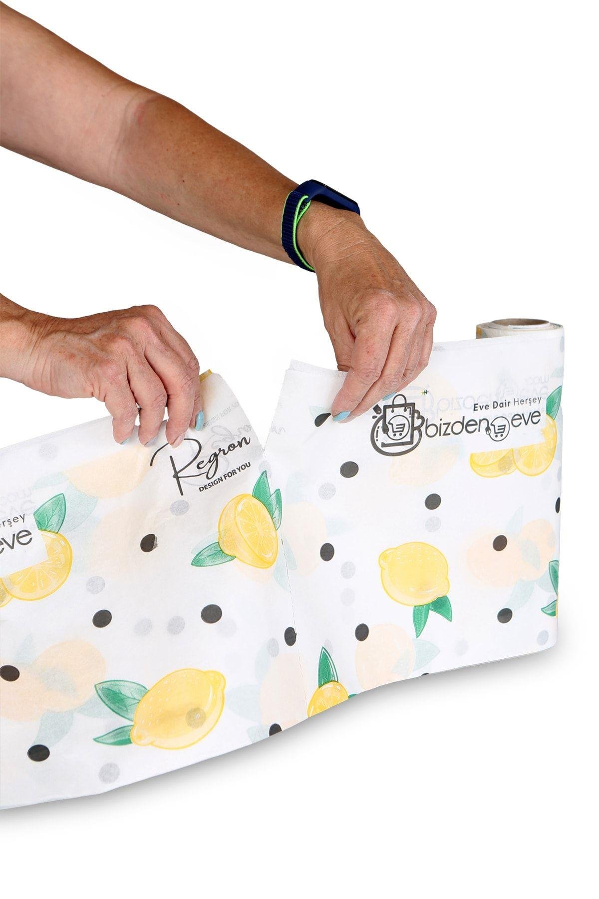 Masa Aktivite Piknik Örtüsü Kullanat Sıvı Geçirmez Örtü 3 Rulo(RULO İÇİ:10ADET) Limon 100x120 Cm