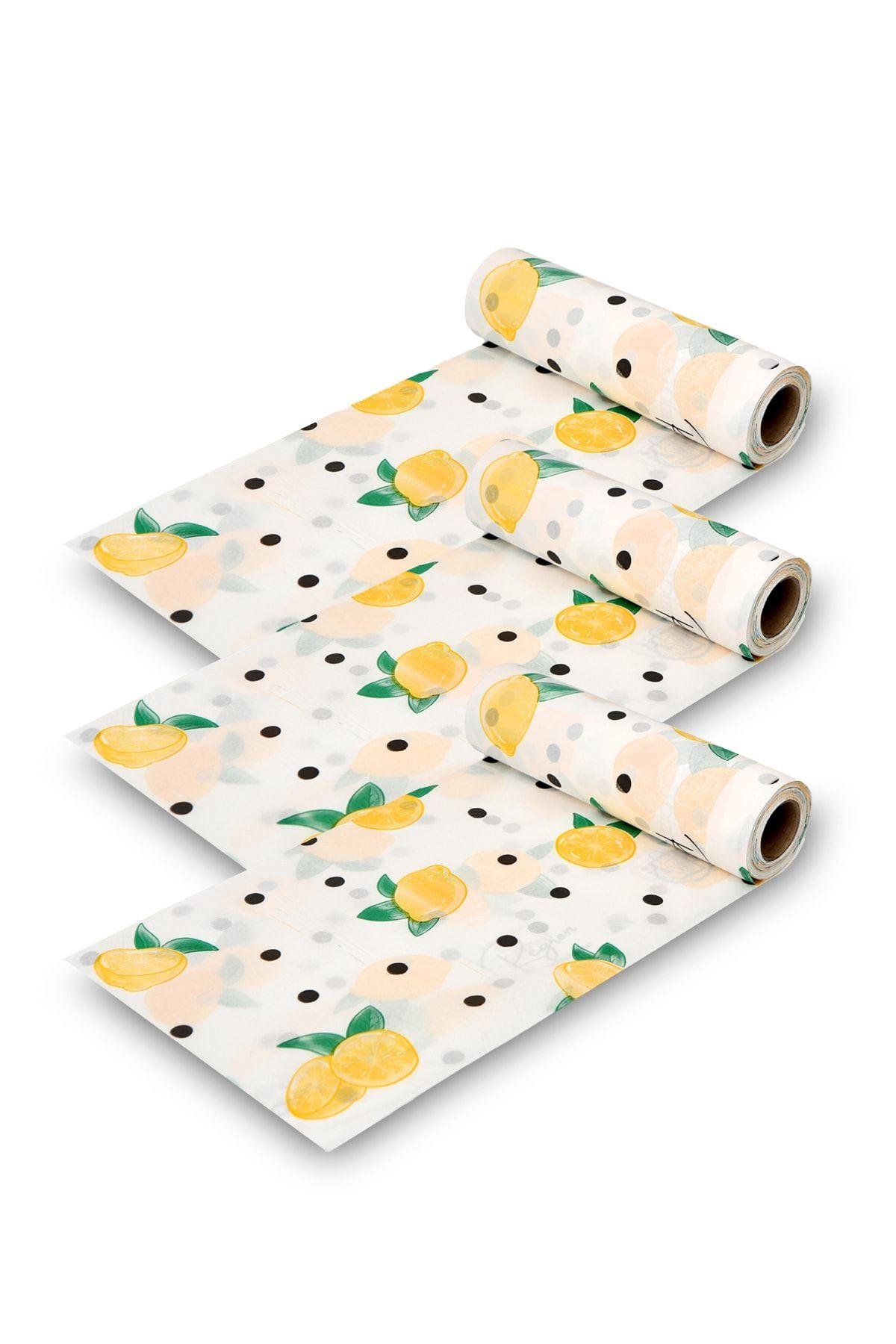 Masa Aktivite Piknik Örtüsü Kullanat Sıvı Geçirmez Örtü 3 Rulo(RULO İÇİ:10ADET) Limon 100x120 Cm