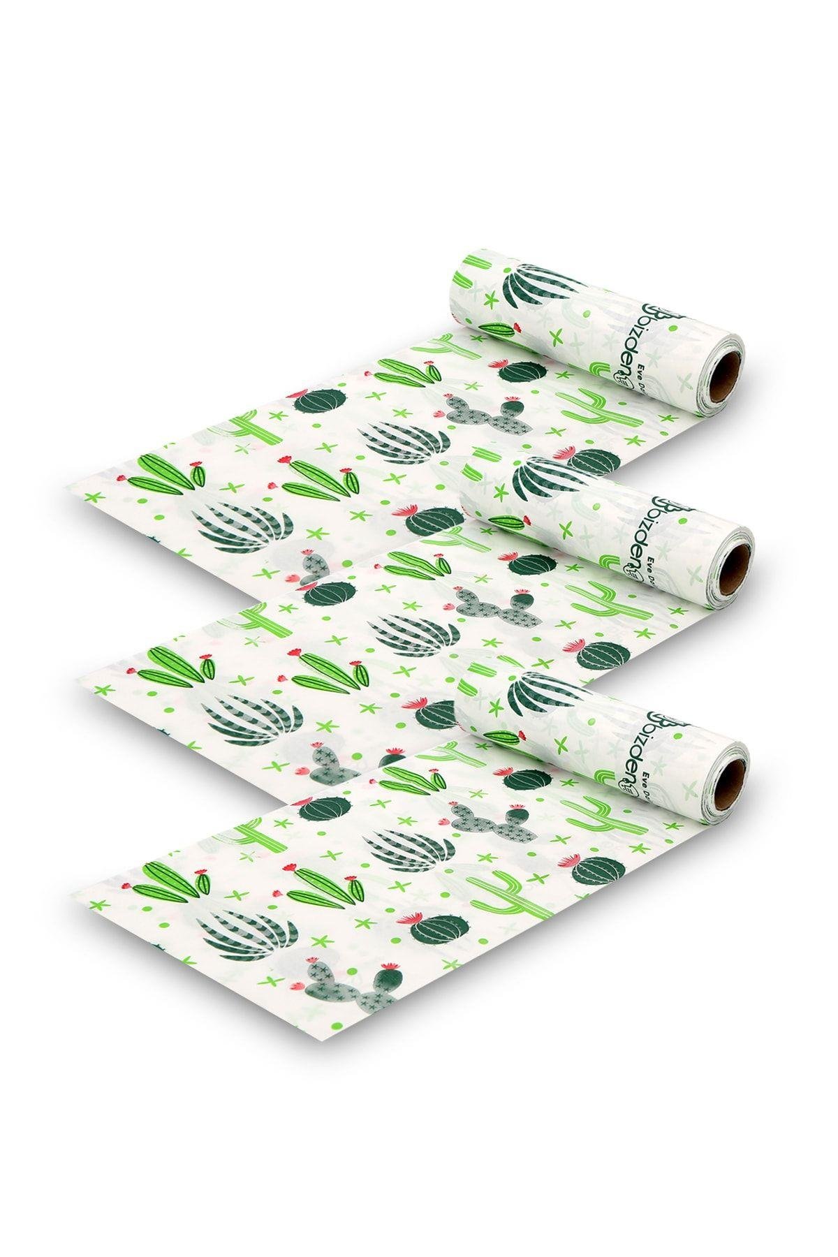Masa ve Aktivite Piknik Örtüsü Kullan At Sıvı Geçirmez 3 Rulo ( Rulo içi:10 adet) Kaktüs 100x120cm