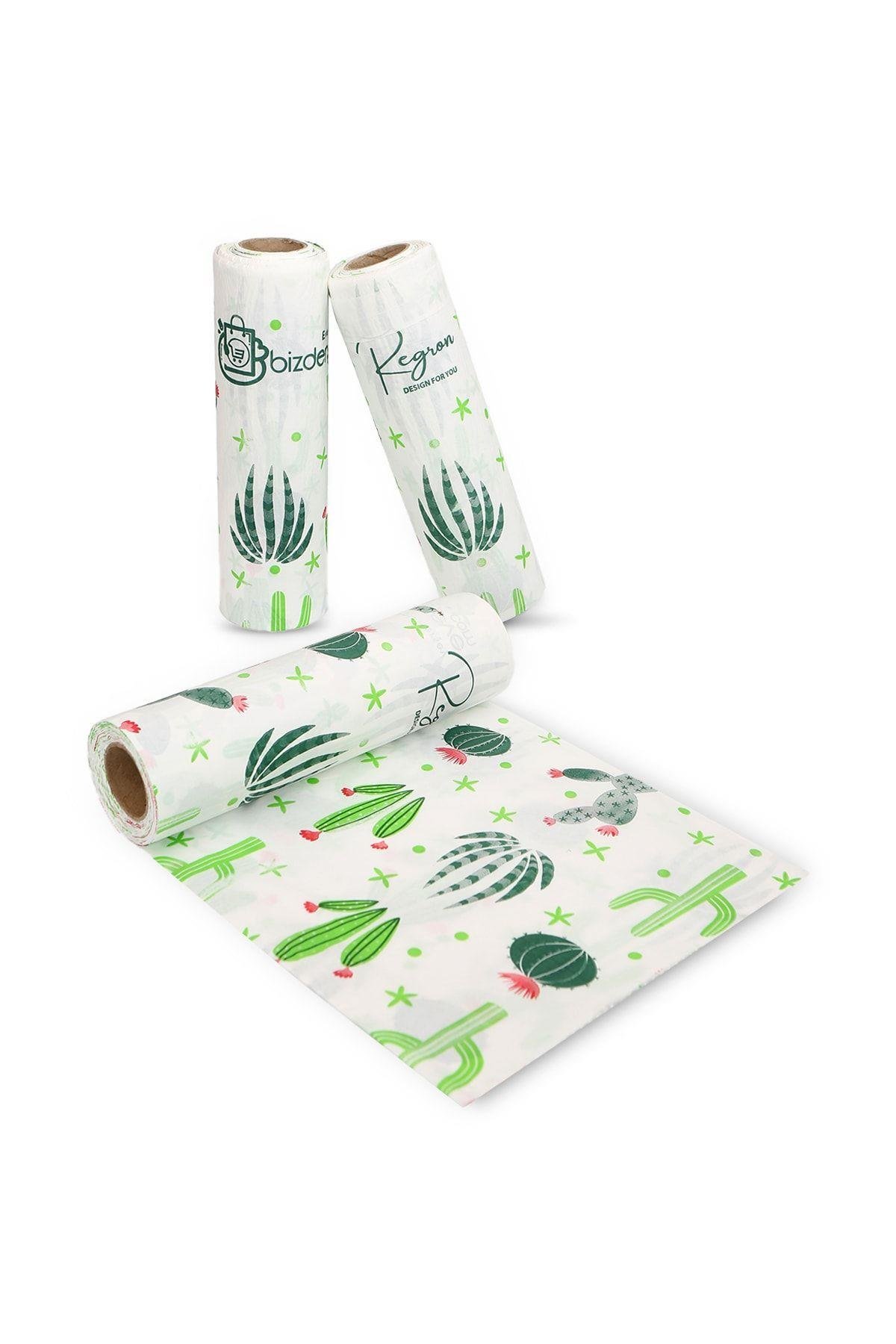 Masa ve Aktivite Piknik Örtüsü Kullan At Sıvı Geçirmez 3 Rulo ( Rulo içi:10 adet) Kaktüs 100x120cm