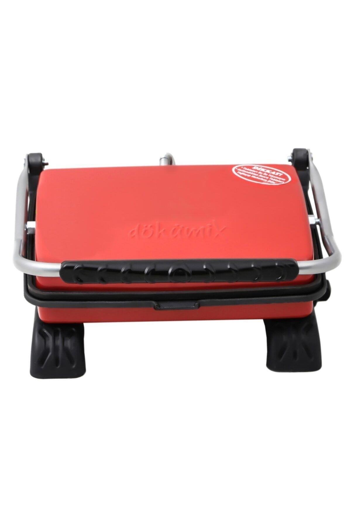 Organik Pik Demir Döküm Kaplamasız & Anti Kanserojen Ev Tipi Tost Makinası Dkmx Red 1800w + Fırça