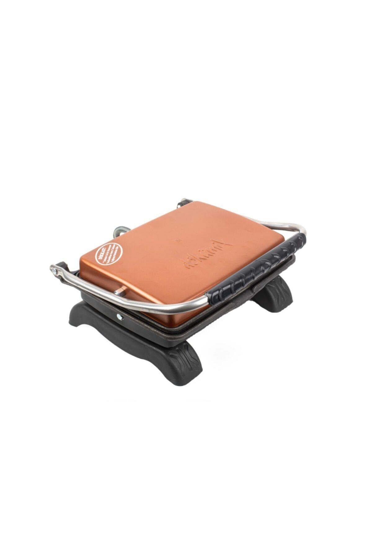 Organik Pik Demir Döküm Kaplamasız& Anti Kanserojen Ev Tipi Tost Makinası Dkmx Rosegold 1800w +fırça