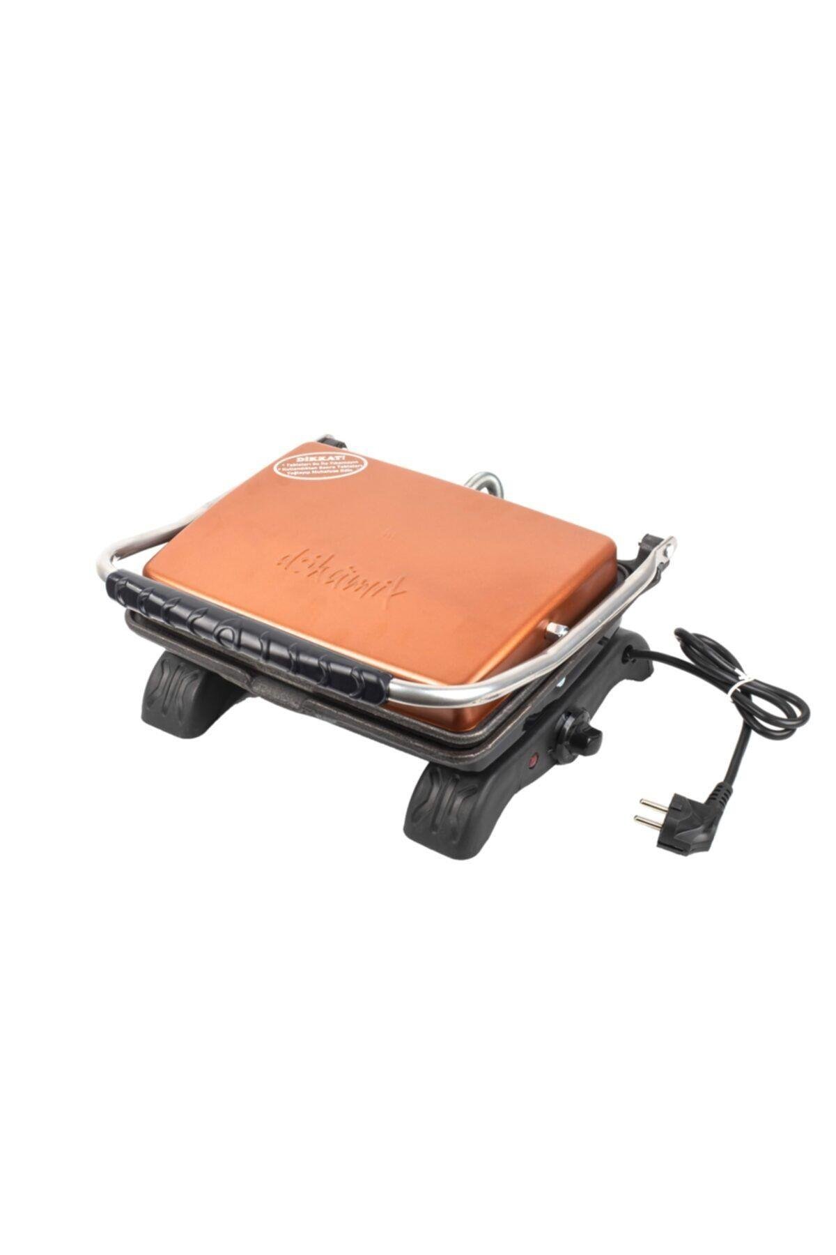 Organik Pik Demir Döküm Kaplamasız& Anti Kanserojen Ev Tipi Tost Makinası Dkmx Rosegold 1800w +fırça