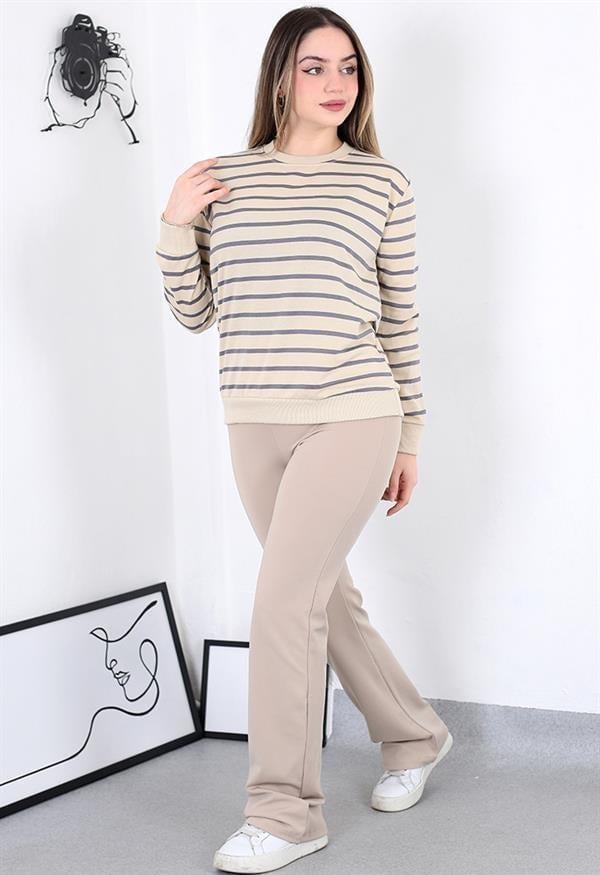 Çizgili Sweatshirt Çokrenkli