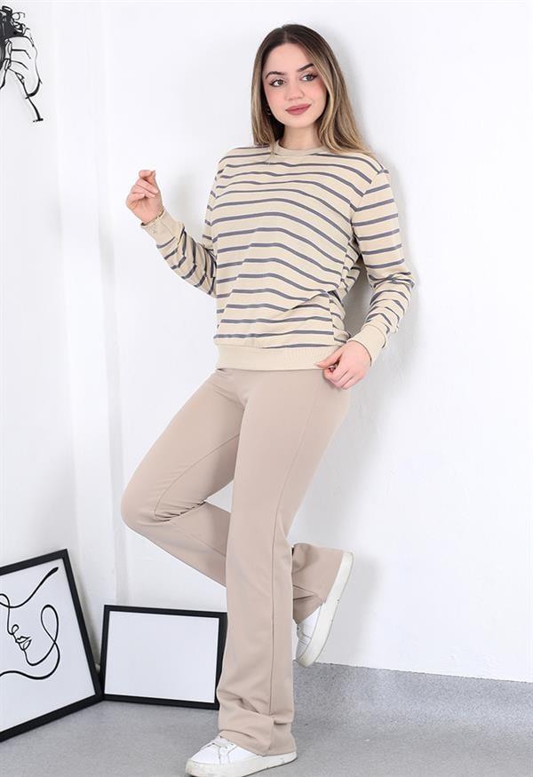 Çizgili Sweatshirt Çokrenkli