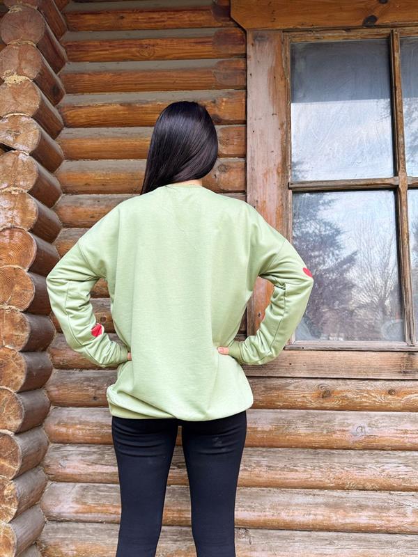 KALP BASKILI ÇAĞLA İPLİK SWEATSHİRT