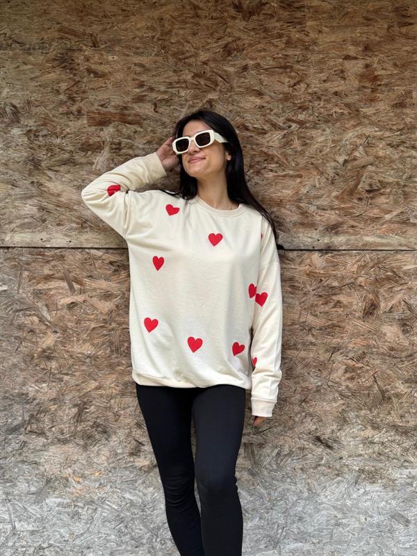 KALP BASKILI TAŞ İPLİK SWEATSHİRT