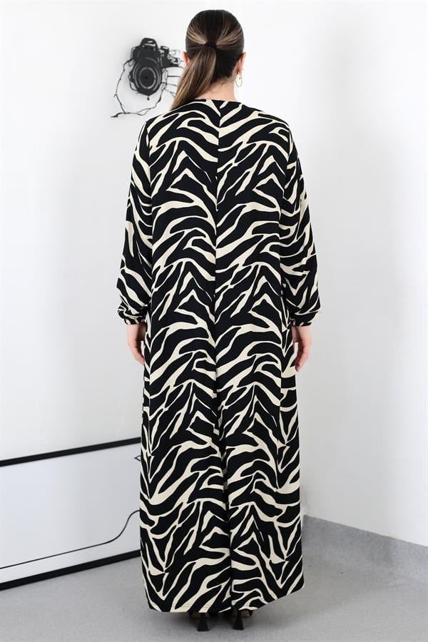 PÜSKÜLLÜ ZEBRA BATTAL ELBİSE 8461