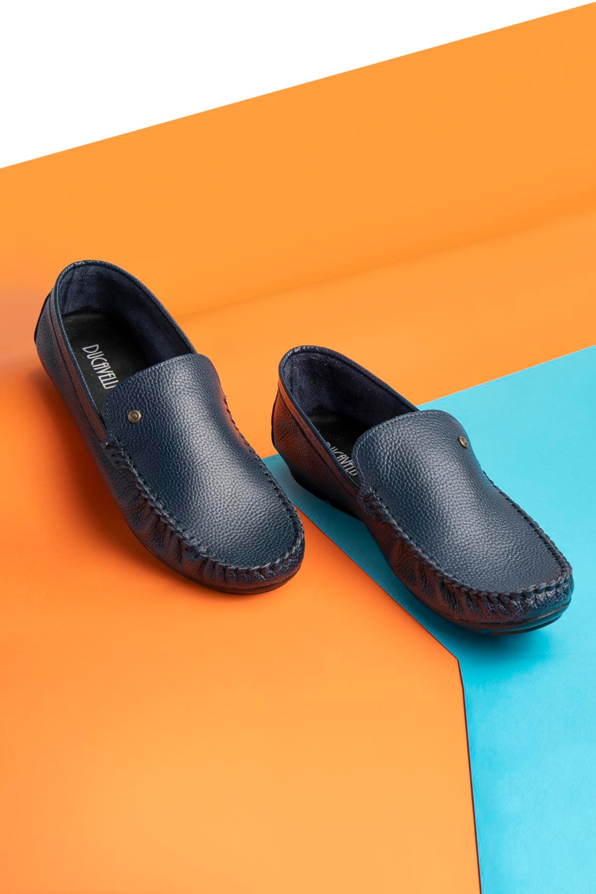 Attic Hakiki Deri Erkek Günlük Loafer Ayakkabı - Lacivert