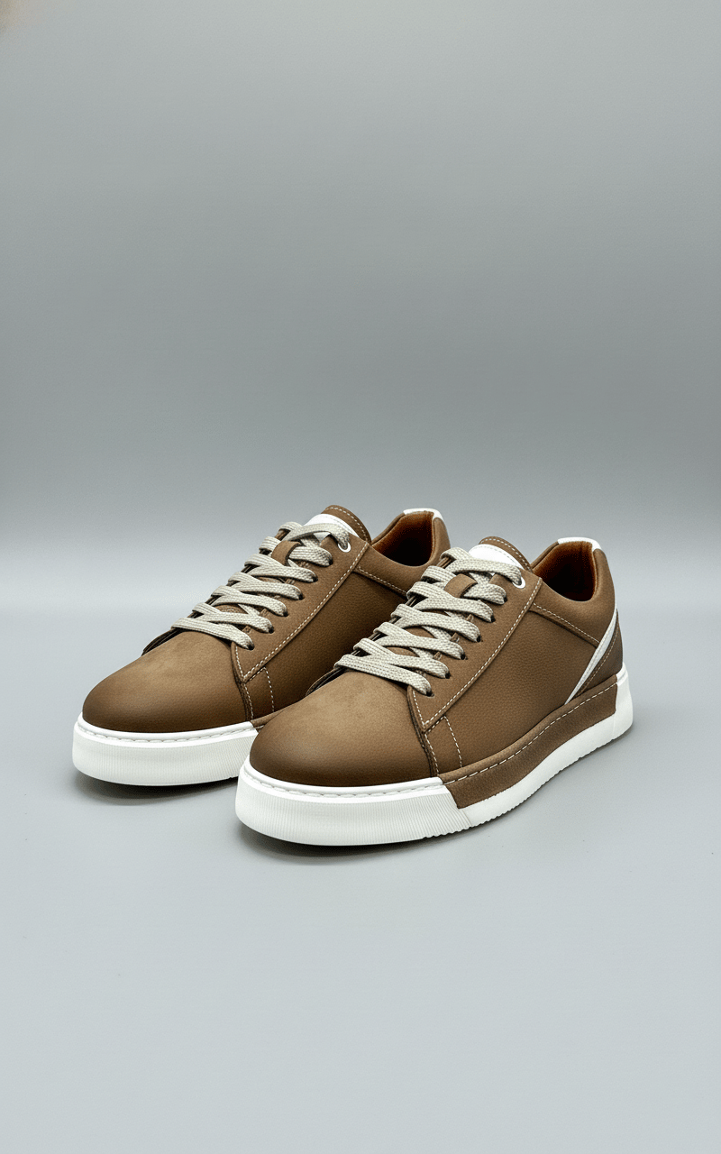 Erkek BEJ Sneaker Deri Ayakkabı