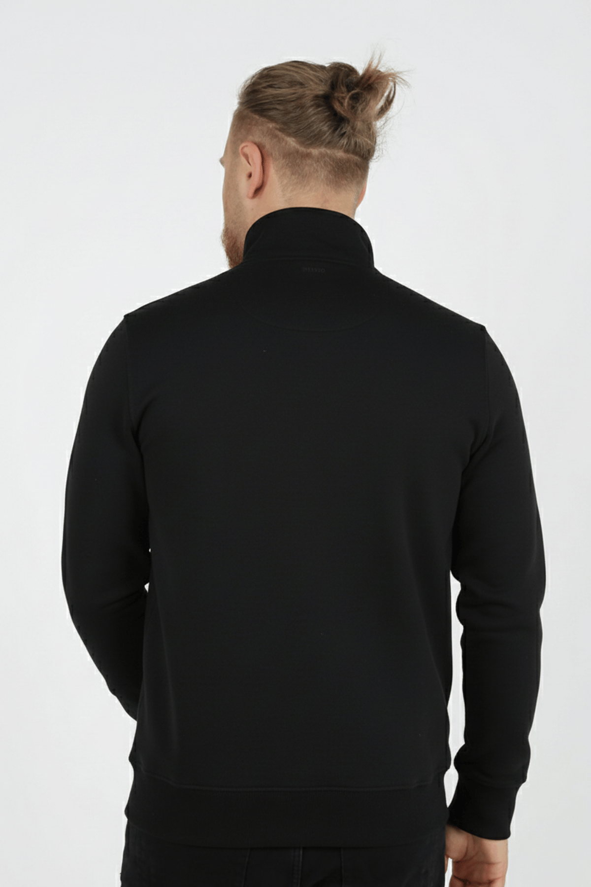 Erkek Dik Yaka Fermuarlı Slim Fit Sweatshirt SİYAH