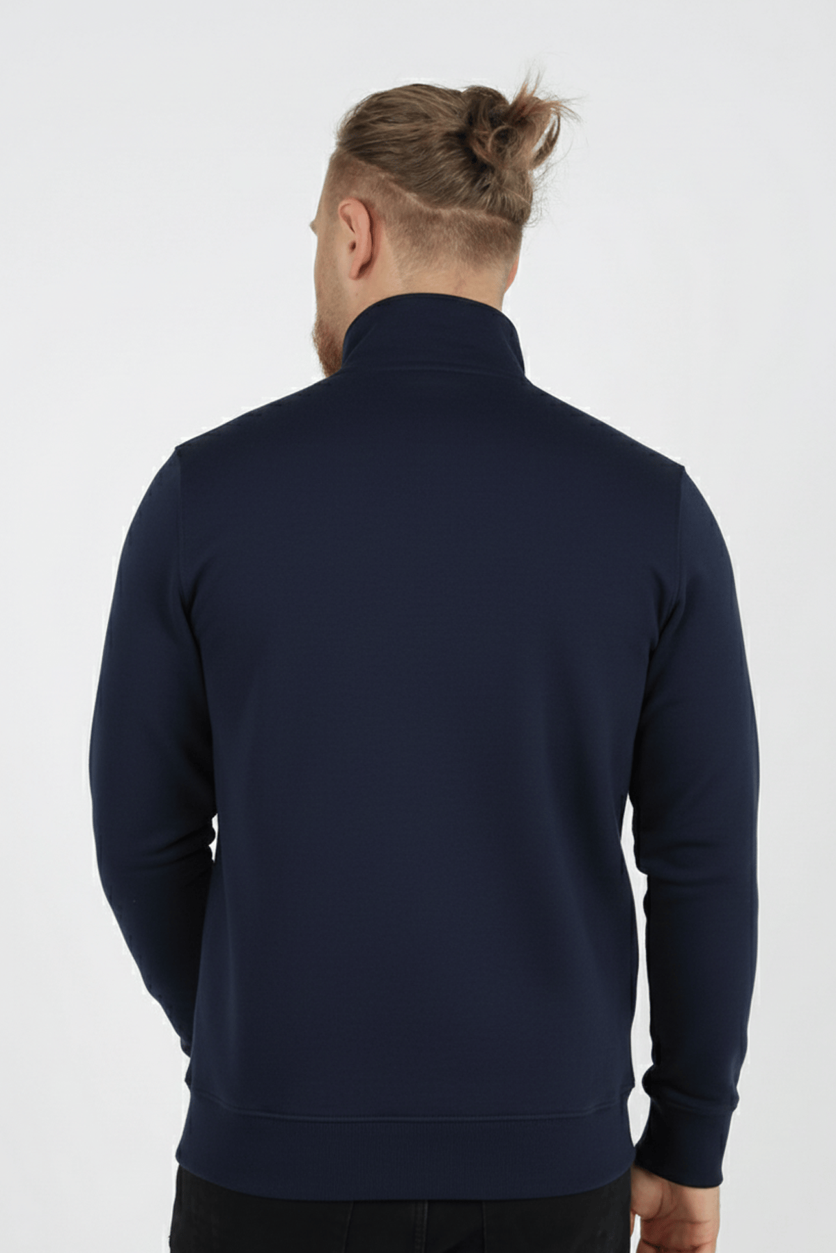 Erkek Dik Yaka Fermuarlı Slim Fit Sweatshirt LACİVERT