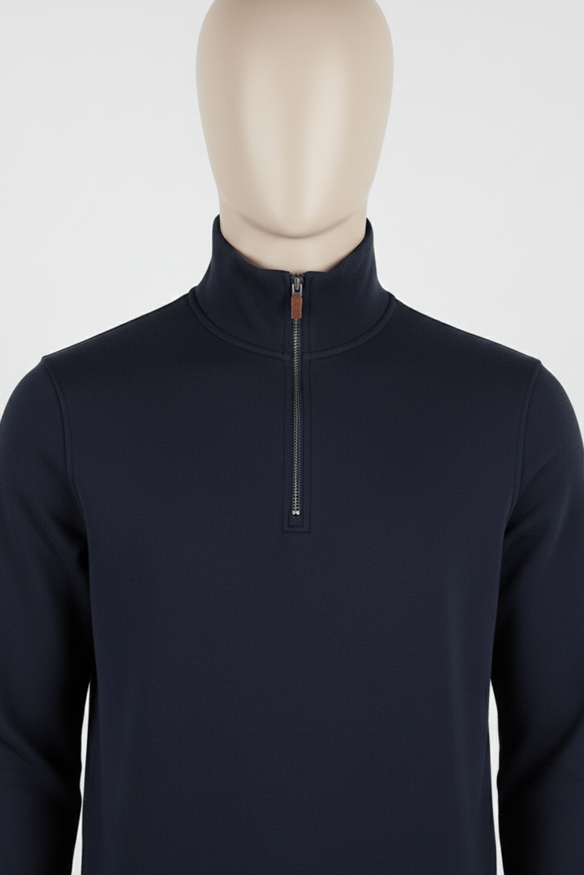 Erkek Dik Yaka Fermuarlı Slim Fit Sweatshirt LACİVERT