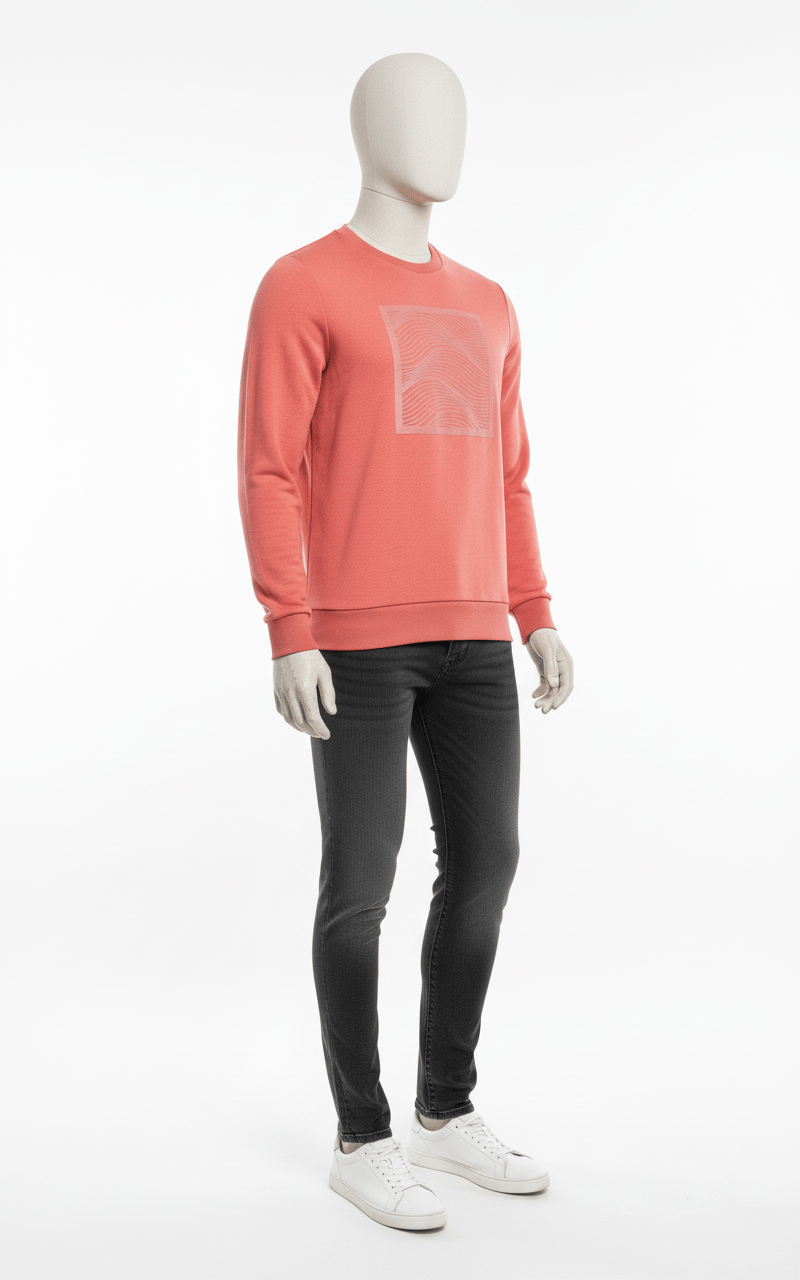 Erkek Regular Fit 3 İplik Enjeksiyon Baskı Bisiklet Yaka Sweatshirt