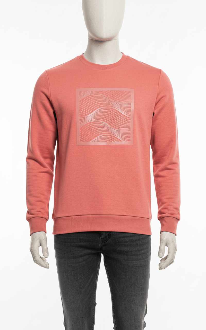Erkek Regular Fit 3 İplik Enjeksiyon Baskı Bisiklet Yaka Sweatshirt